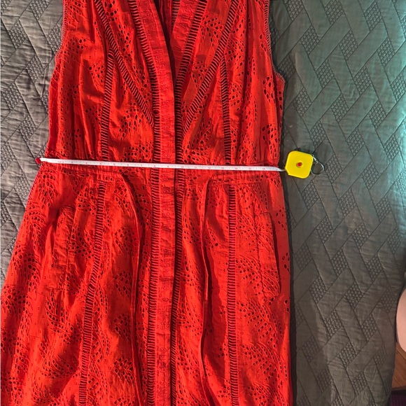 All Saints Red Ruched Ruffled Maxi Dress - Picture 3 of 6